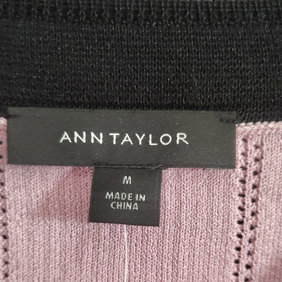 Ann Taylor Pink Knit Top with Black Trim - Picture 5 of 8